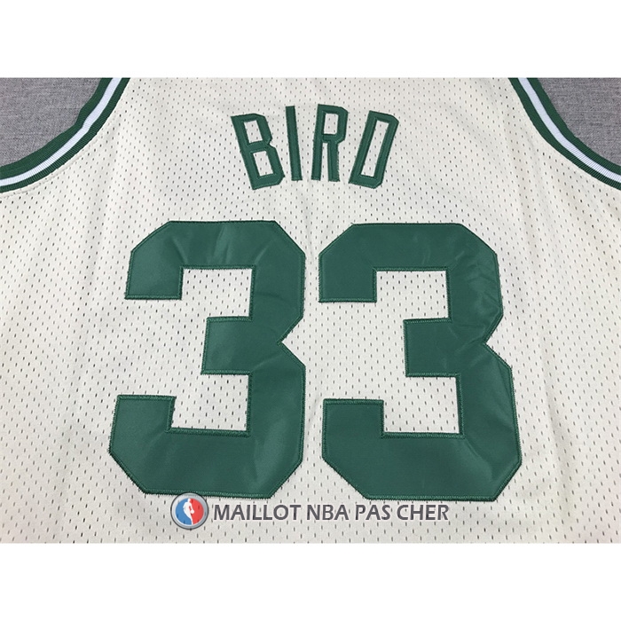 Maillot Boston Celtics Larry Bird NO 33 Mitchell & Ness Chainstitch Creme
